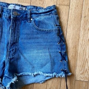 Lace up denim cut offs